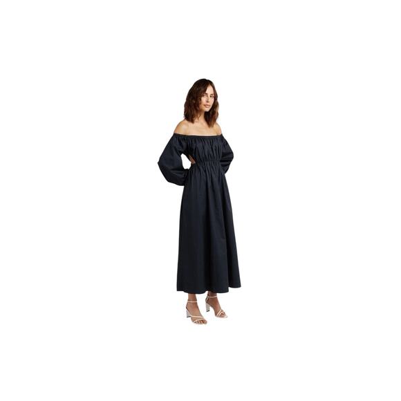 Dissh Ava Off Shoulder Midi Dress 12 Peek A Boo Romantic Boho Navy Euro Summer - Picture 2 of 12